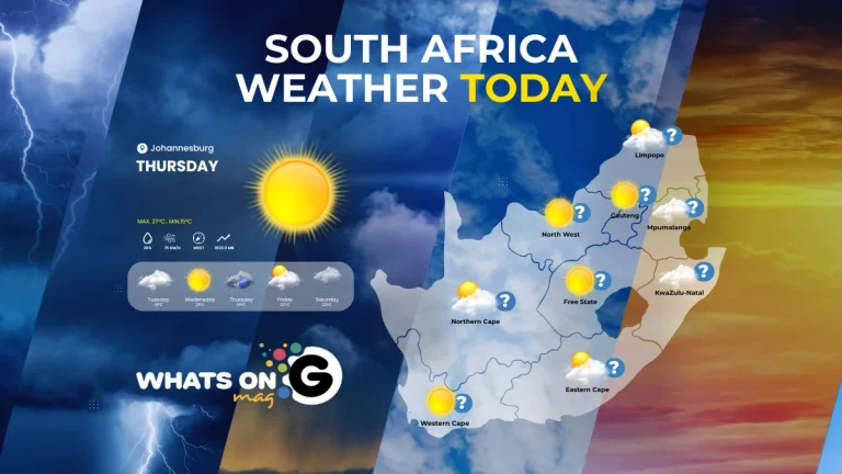 Today's Weather Forecast - THURSDAY - What's On G - Weather Centre - South Africa