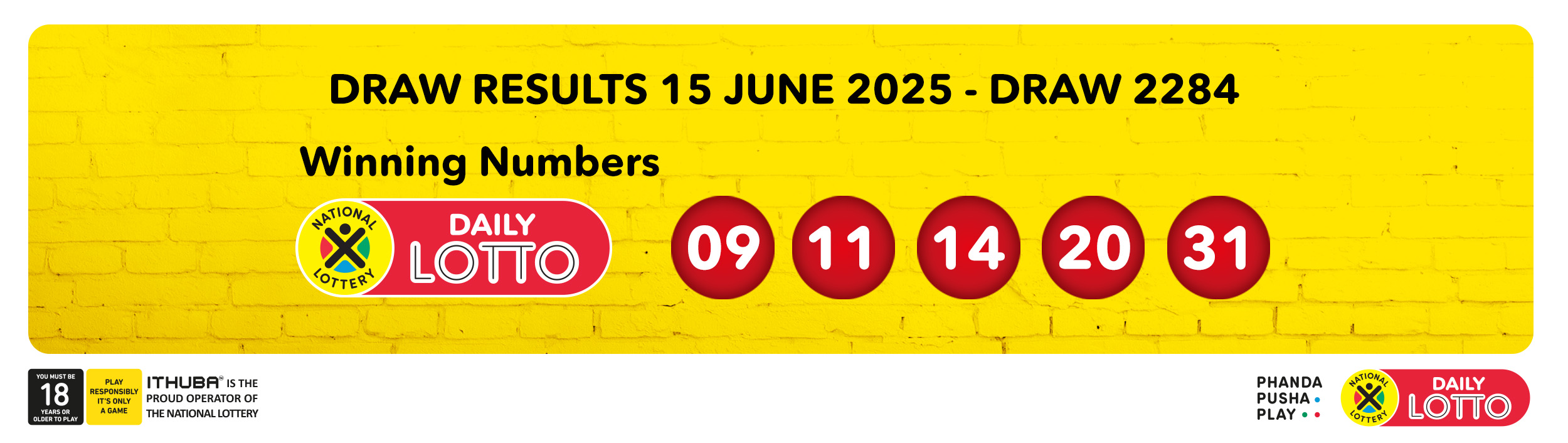 Ithuba Daily Lotto Results for Sunday, 15/06/2025
