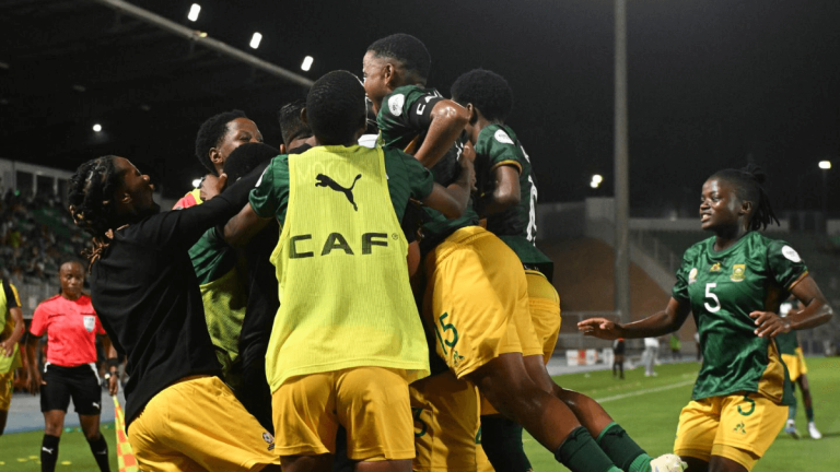 Banyana Banyana celebrate their 4-0 win over Mali in WAFCON 2025